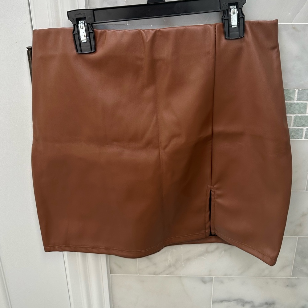 Brown faux leather skirt